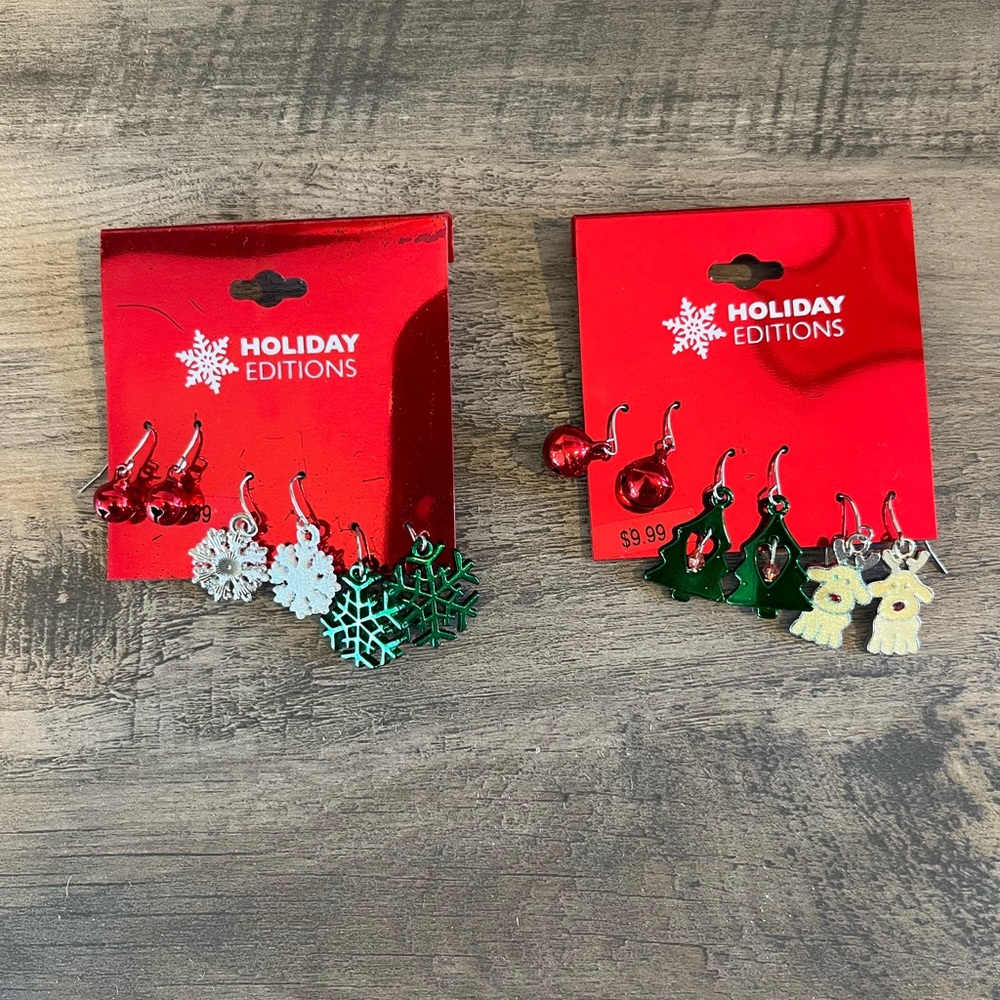 Holiday Editions Red, Green and White Christmas Earring Set